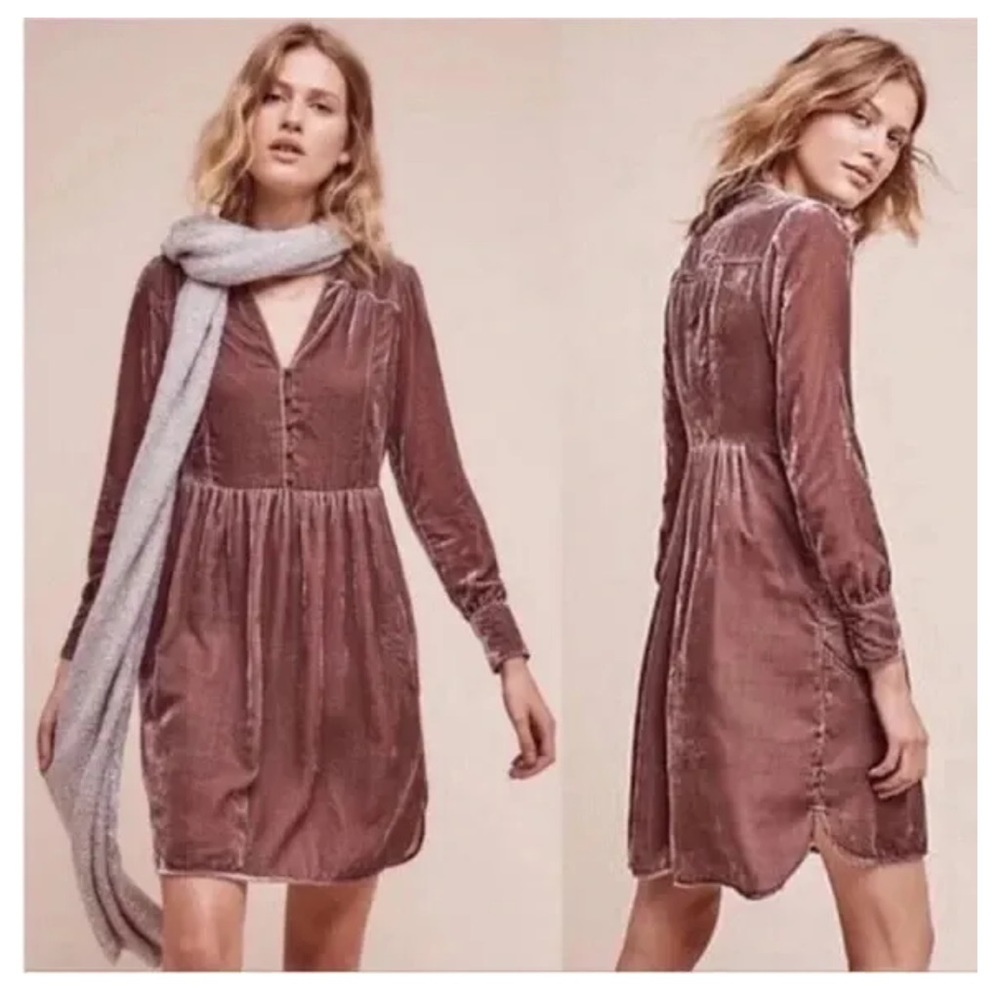 Anthropologie Holding Horses Dress Womens Small Velvet Shirtdress